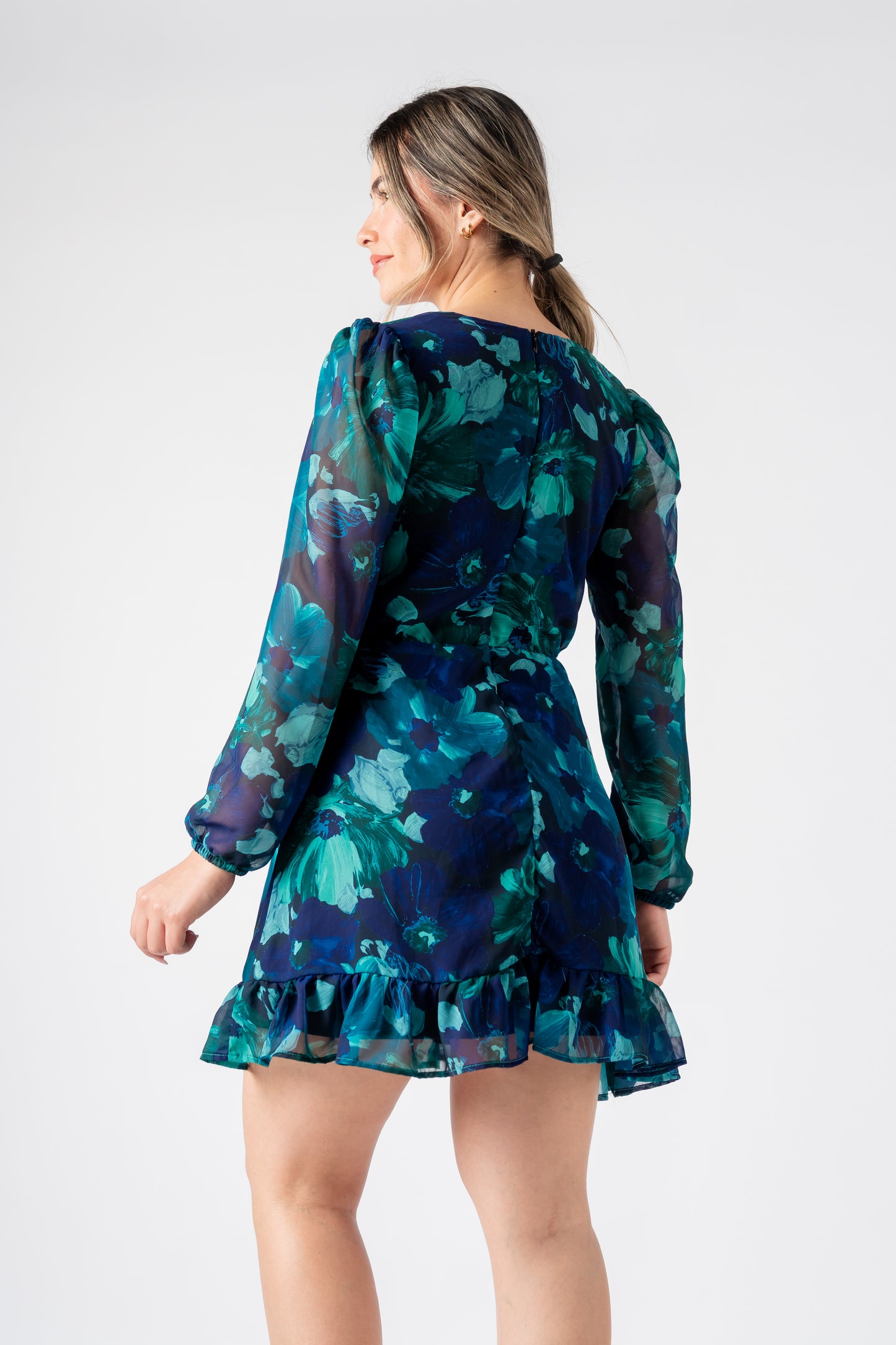 Vestido Jazmin Flores Azul Cobalto