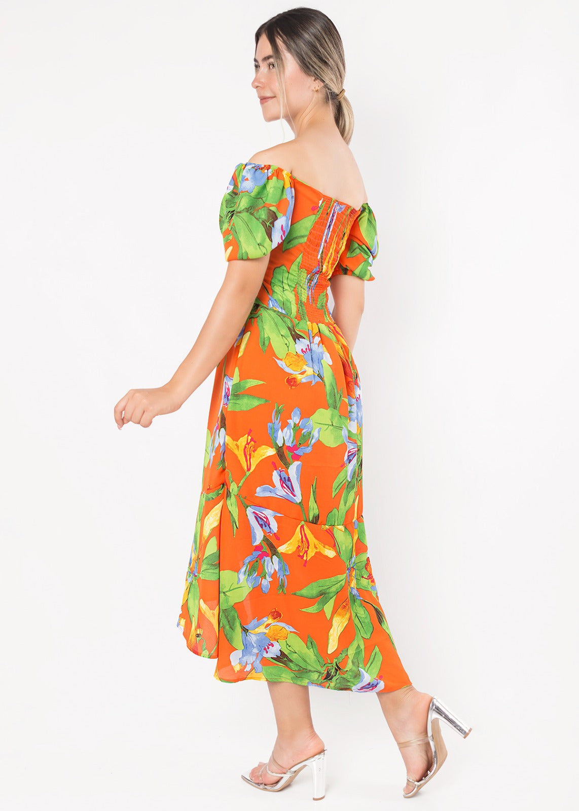 Vestido Amelia Floral Naranja