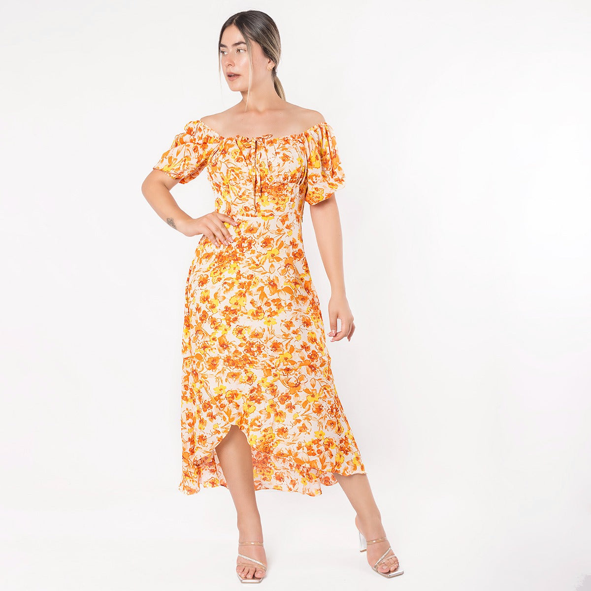 Vestido Amelia Floral Durazno