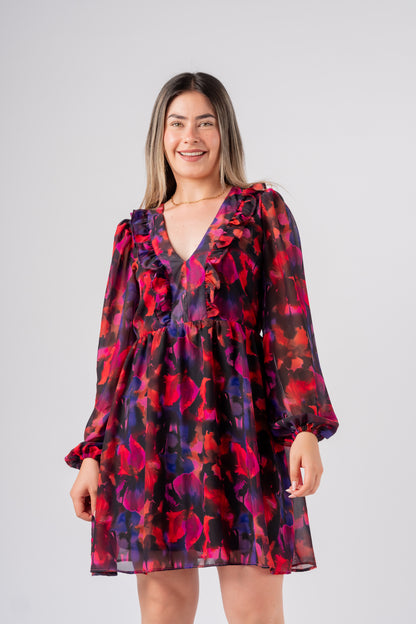 Vestido Sofia Flores Rojas