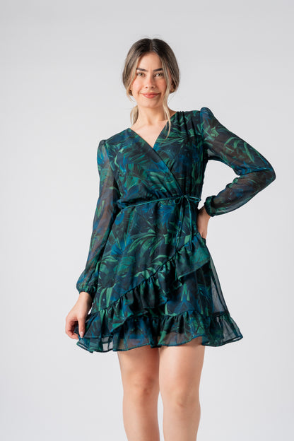 Vestido Jazmin Palmeras Verde