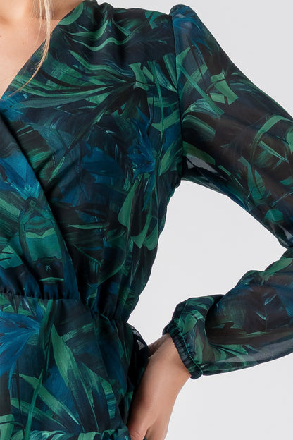 Vestido Jazmin Palmeras Verde