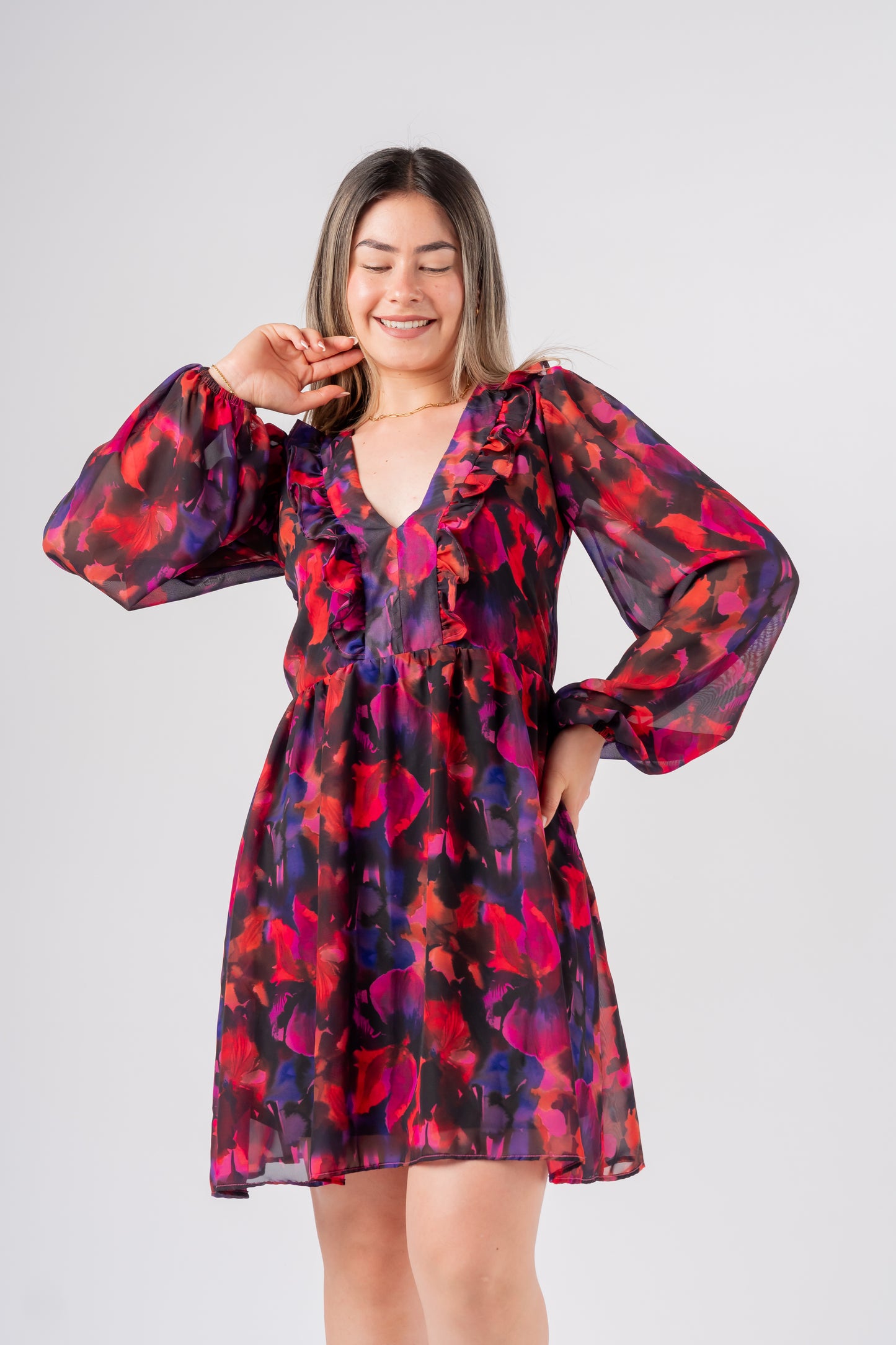 Vestido Sofia Flores Rojas