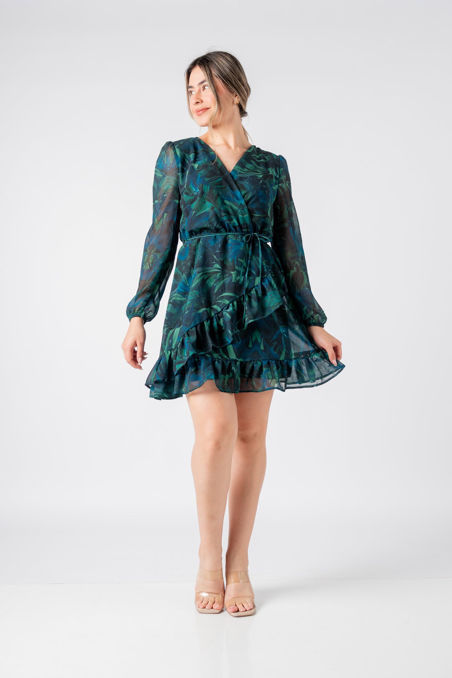 Vestido Jazmin Palmeras Verde