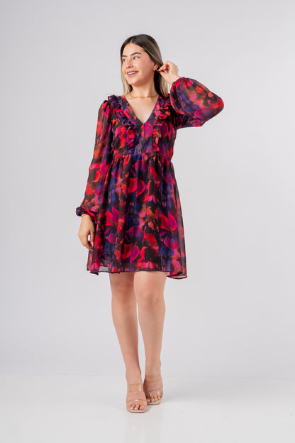 Vestido Sofia Flores Rojas