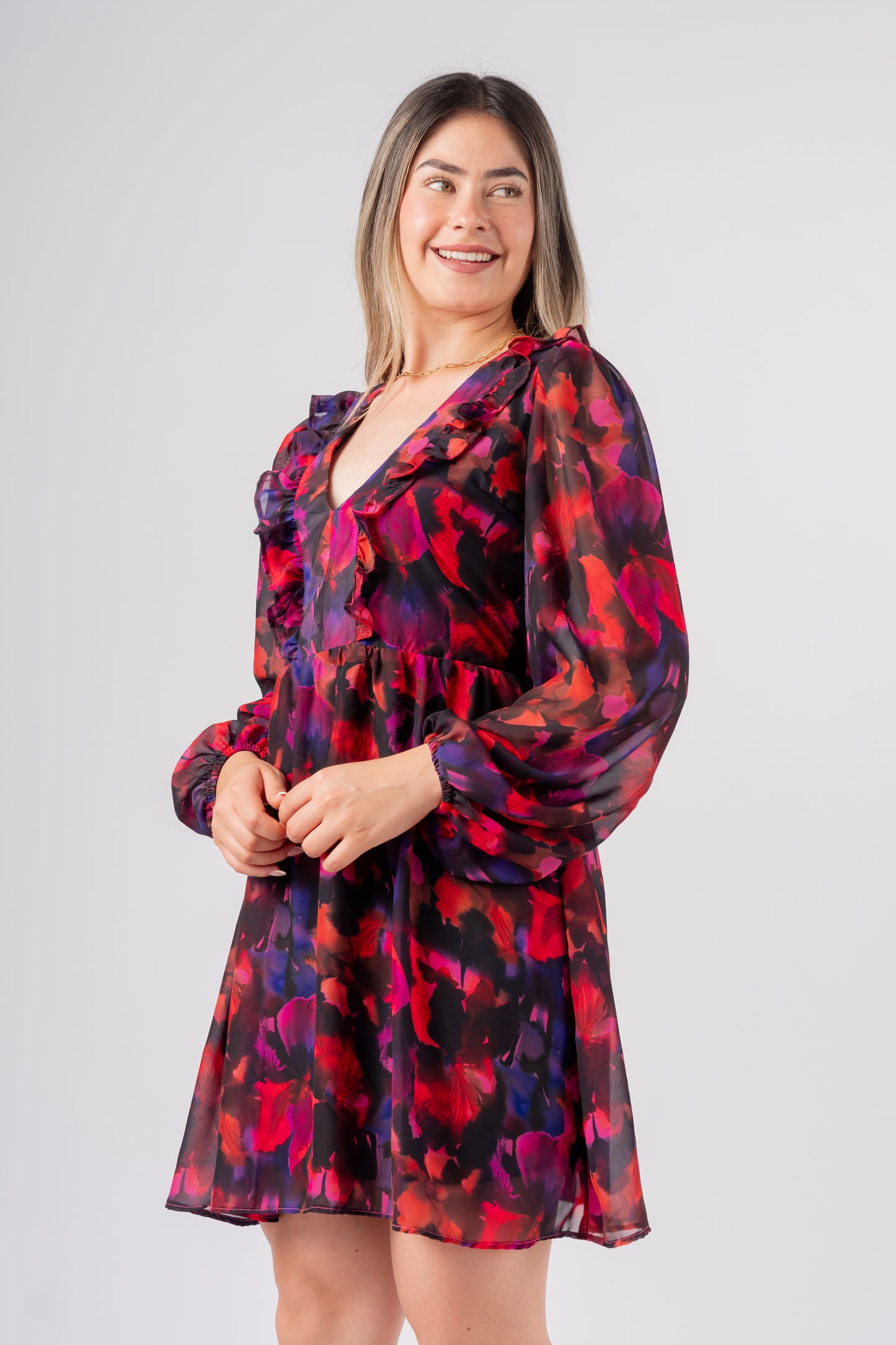 Vestido Sofia Flores Rojas