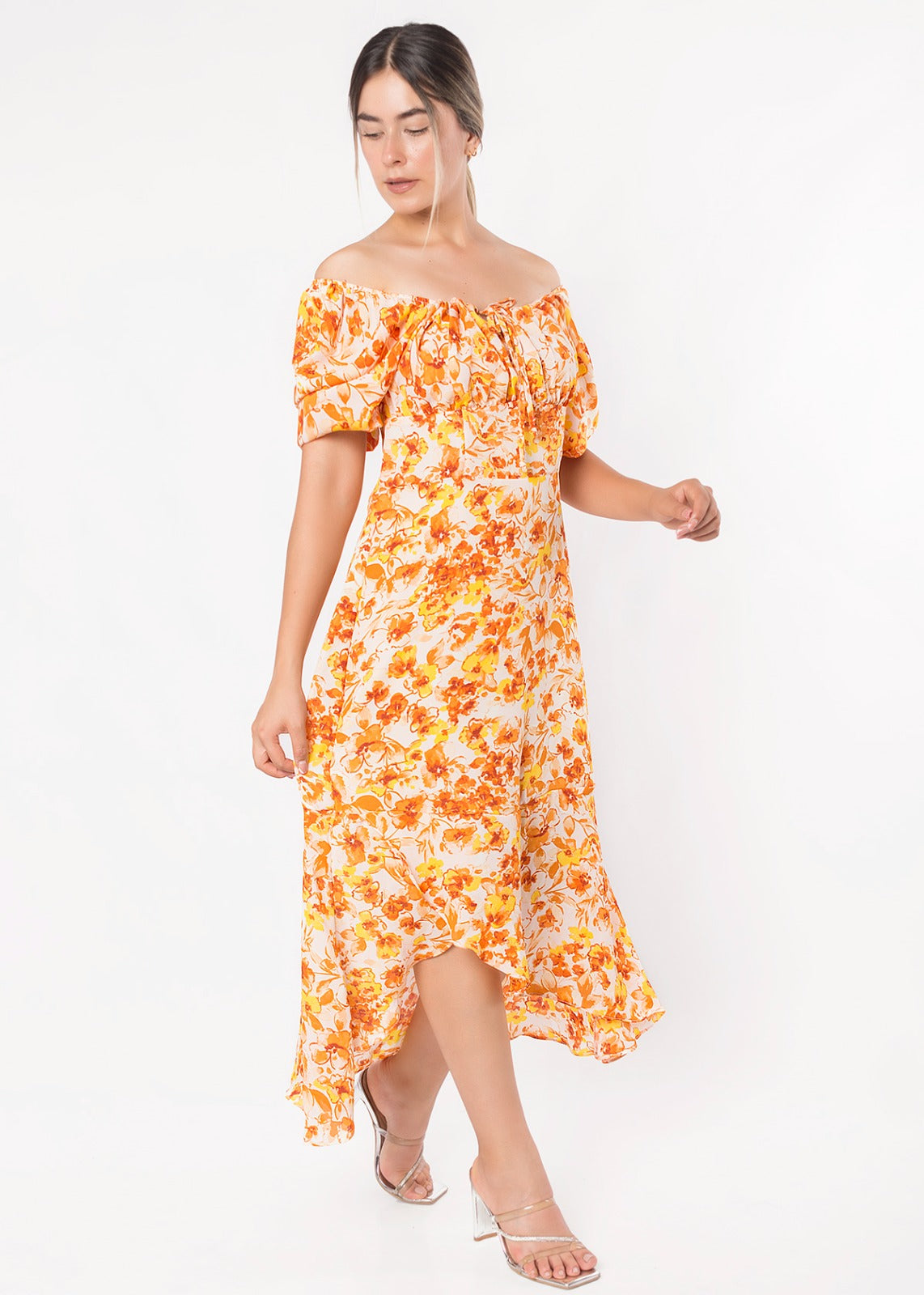 Vestido Amelia Floral Durazno