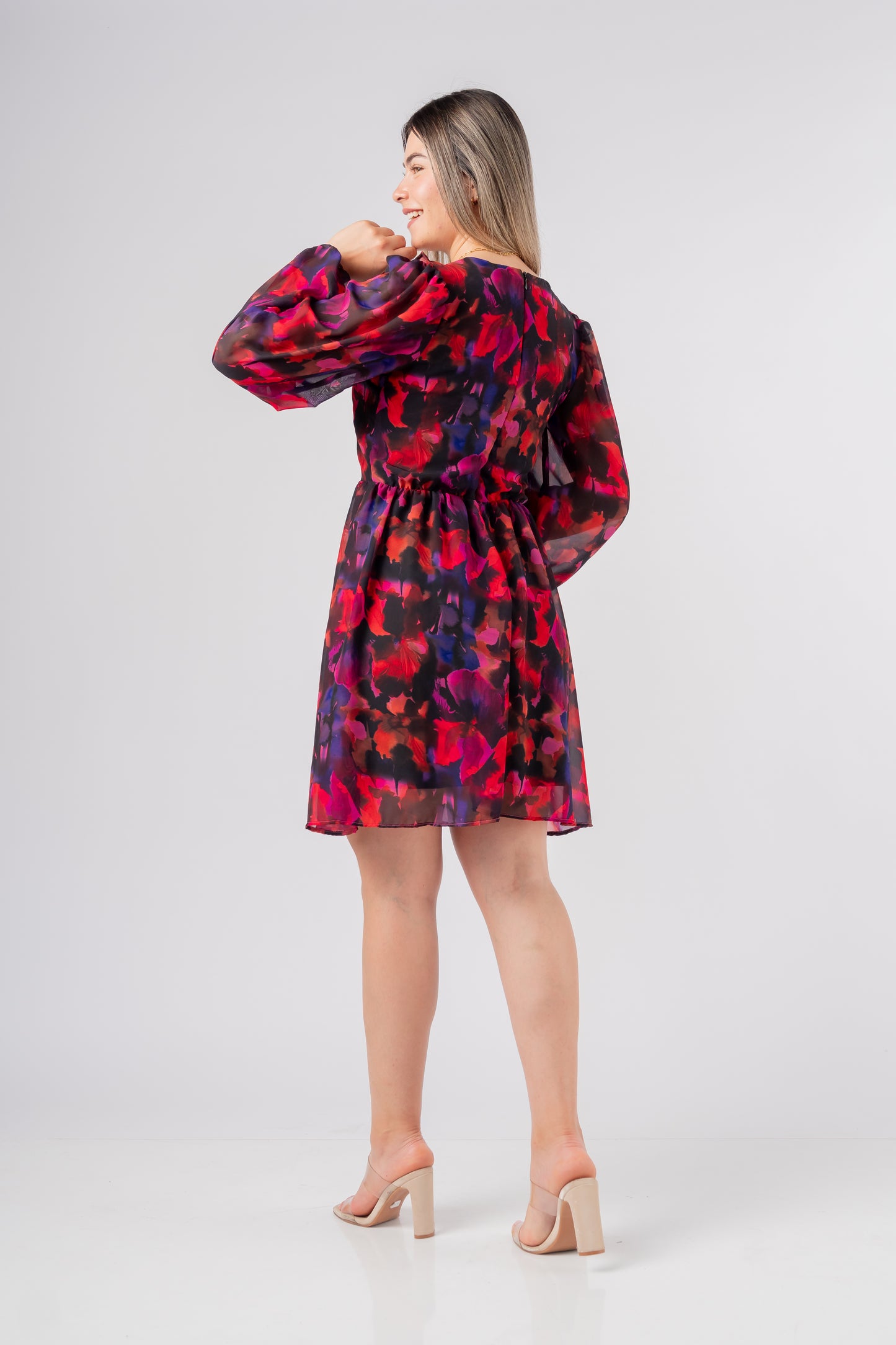 Vestido Sofia Flores Rojas