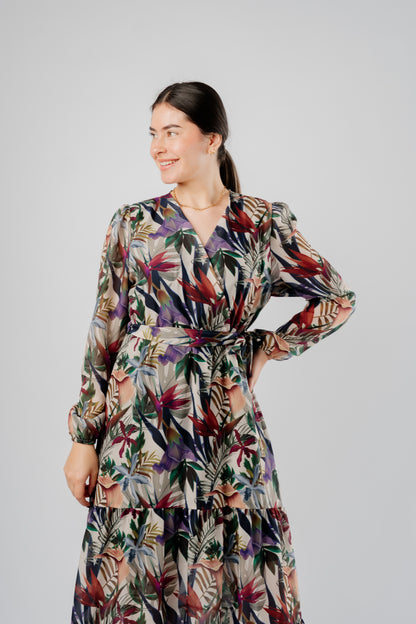 Vestido Amanda Palmeras Nude